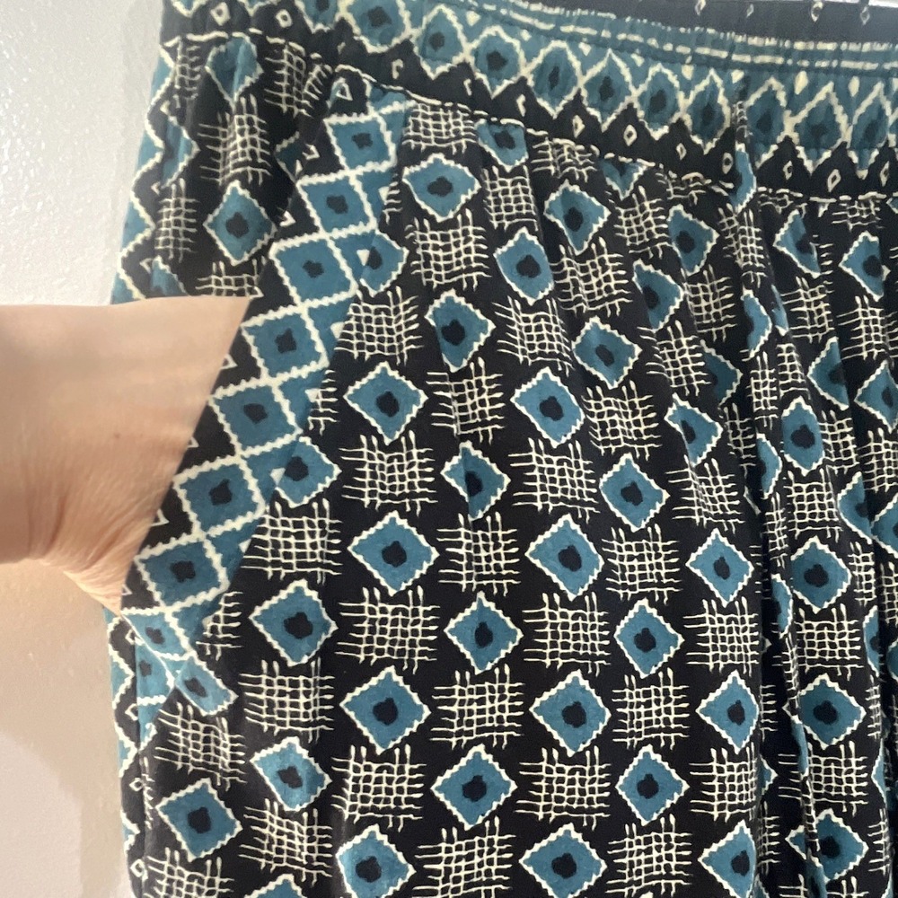 Anthropologie Blue Geometric Diamond Print Harem Pants Tapered Boho Small - Picture 4 of 7